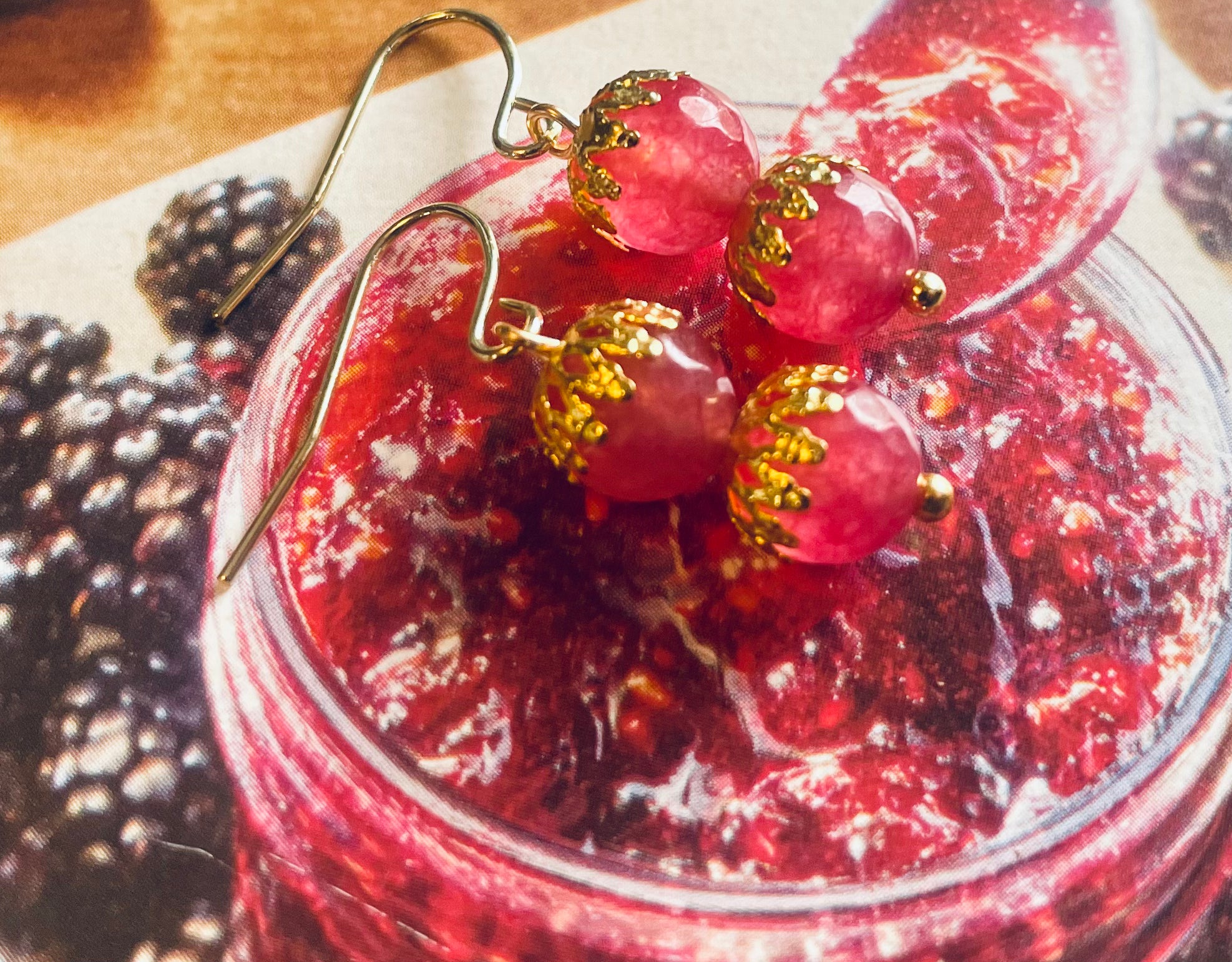 Strawberry Jam Jade Earrings