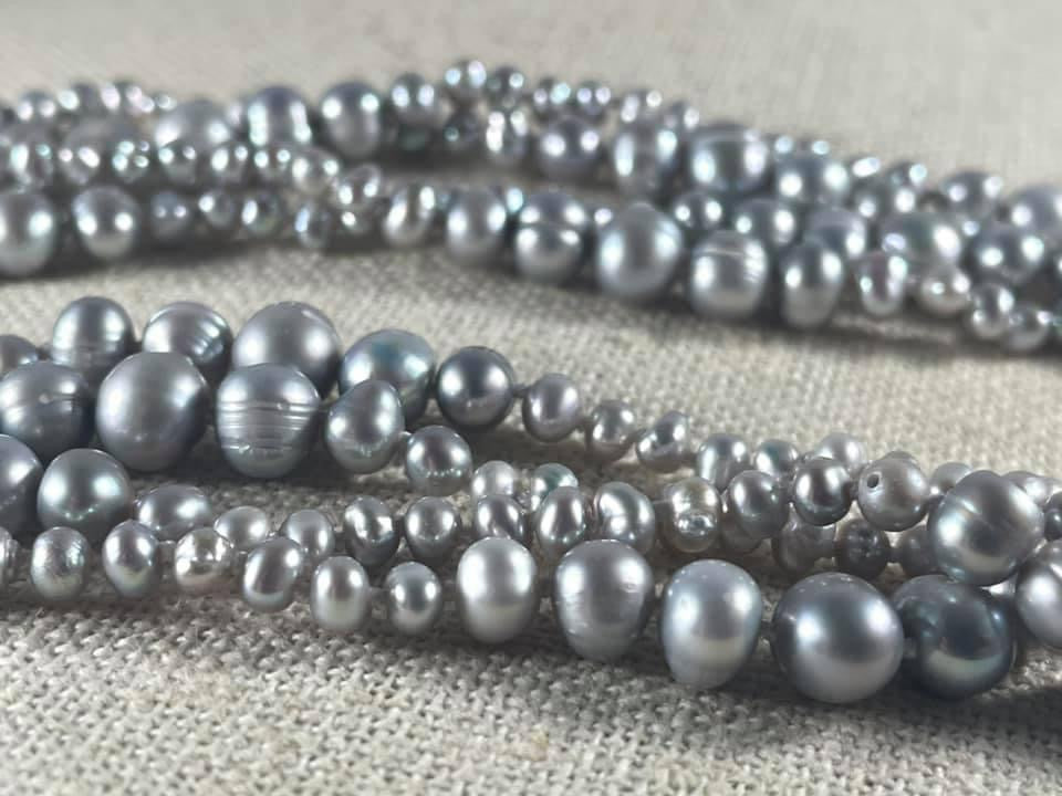 Silver Pearl Rope Necklace