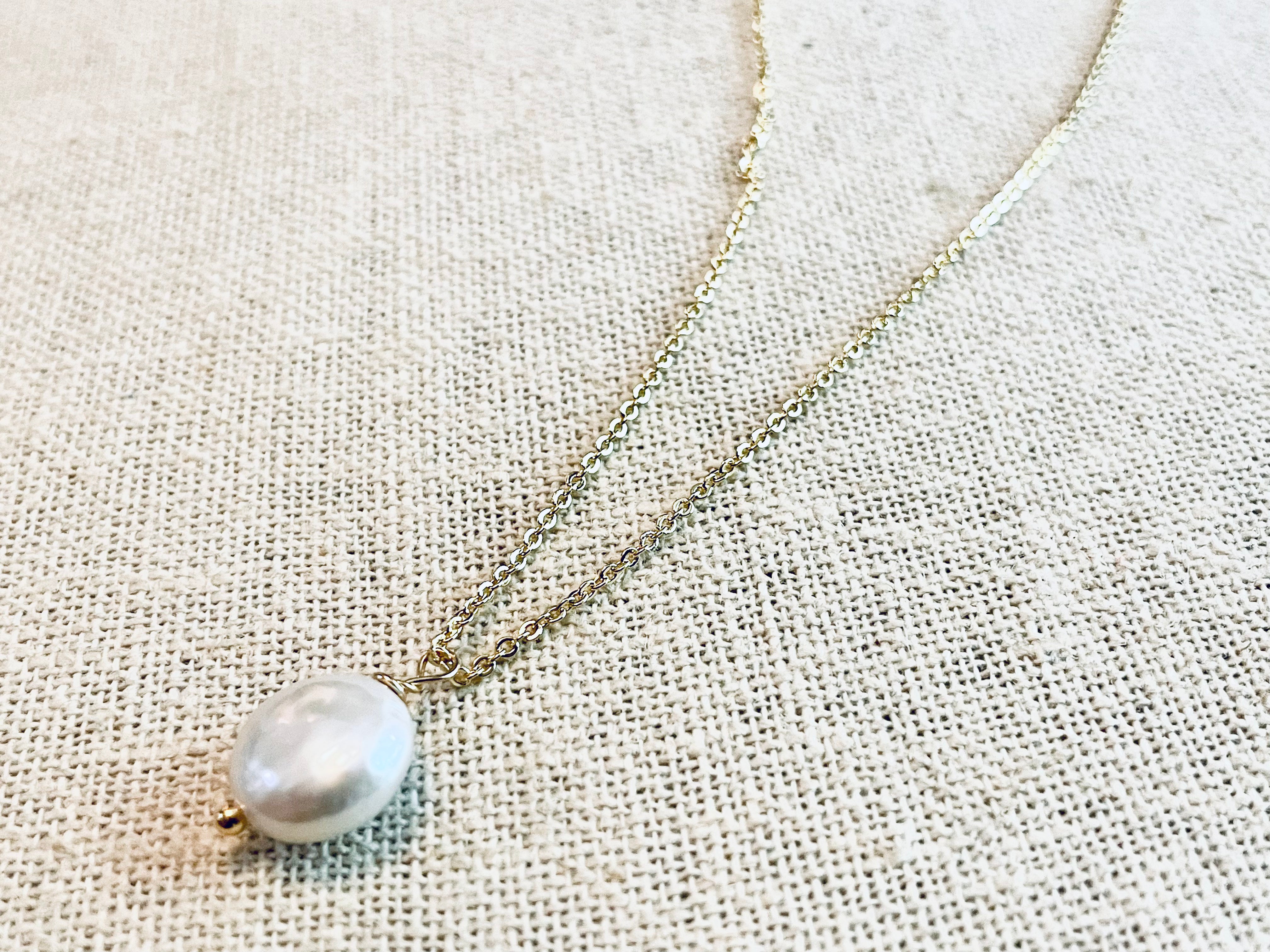 Simple Coin Pearl Drop Necklace