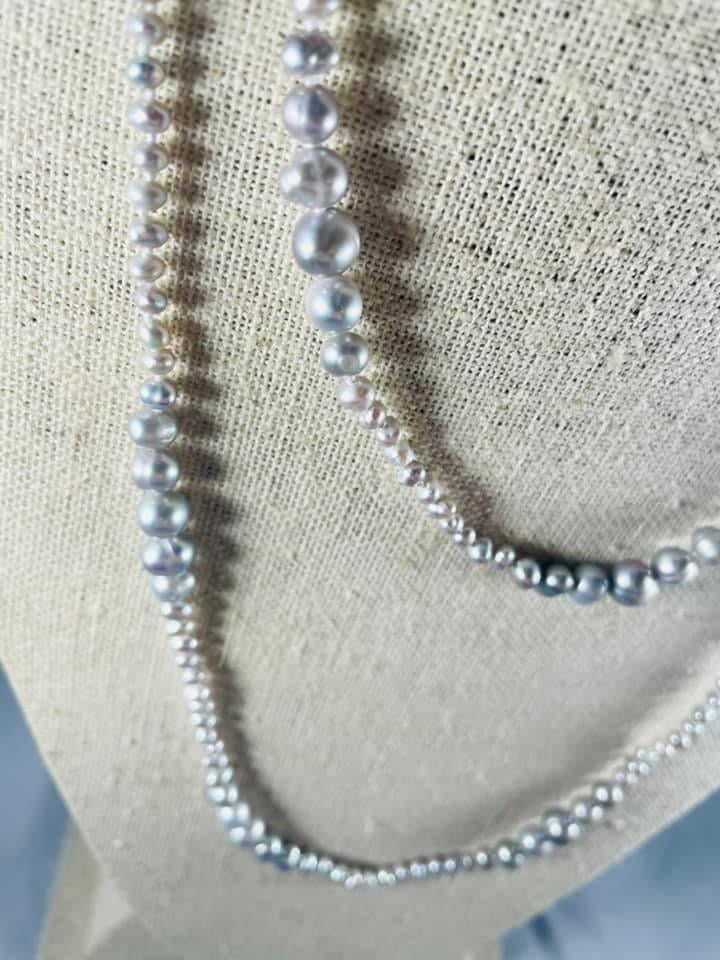 Silver Pearl Rope Necklace