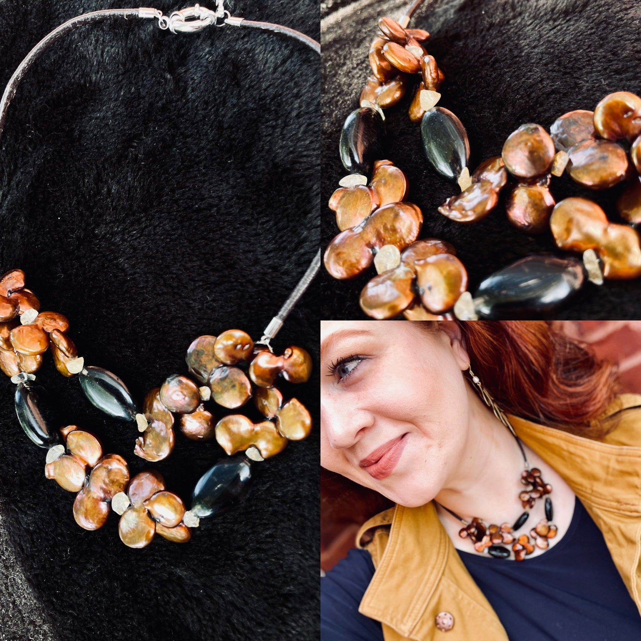 Coin Pearl Cluster Necklace