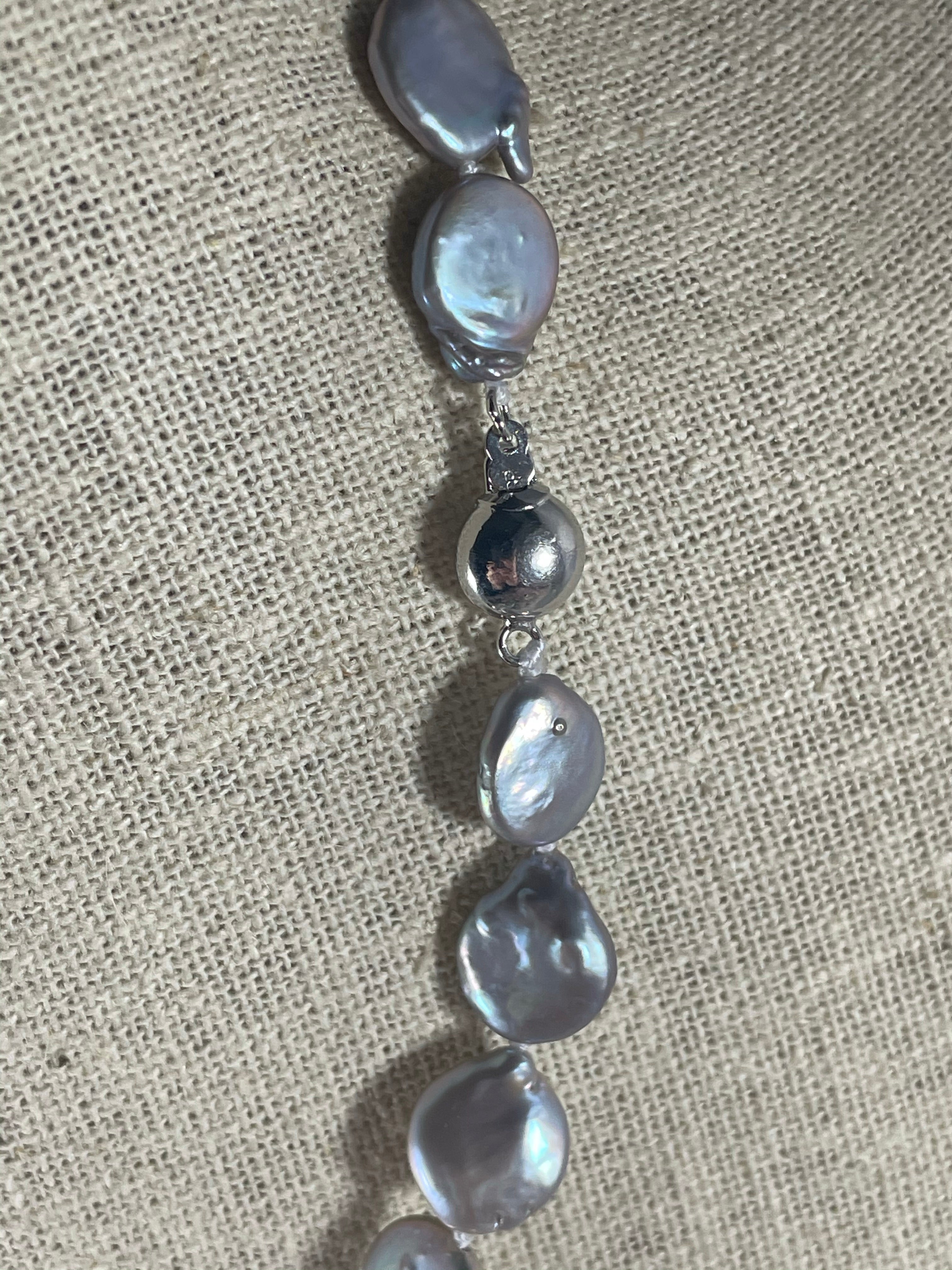 Silver Coin Pearl Necklace
