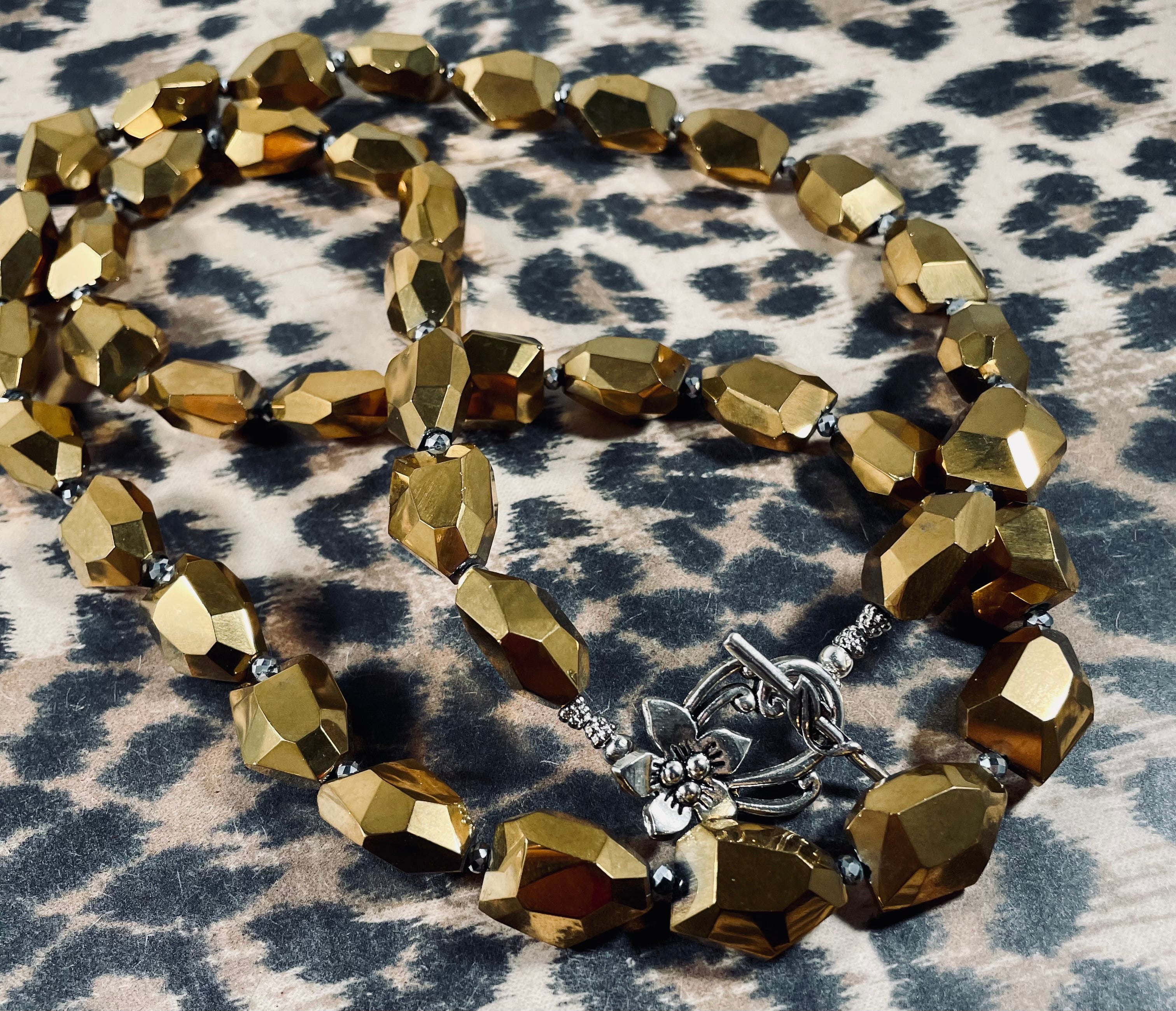 Gold nugget crystal necklace