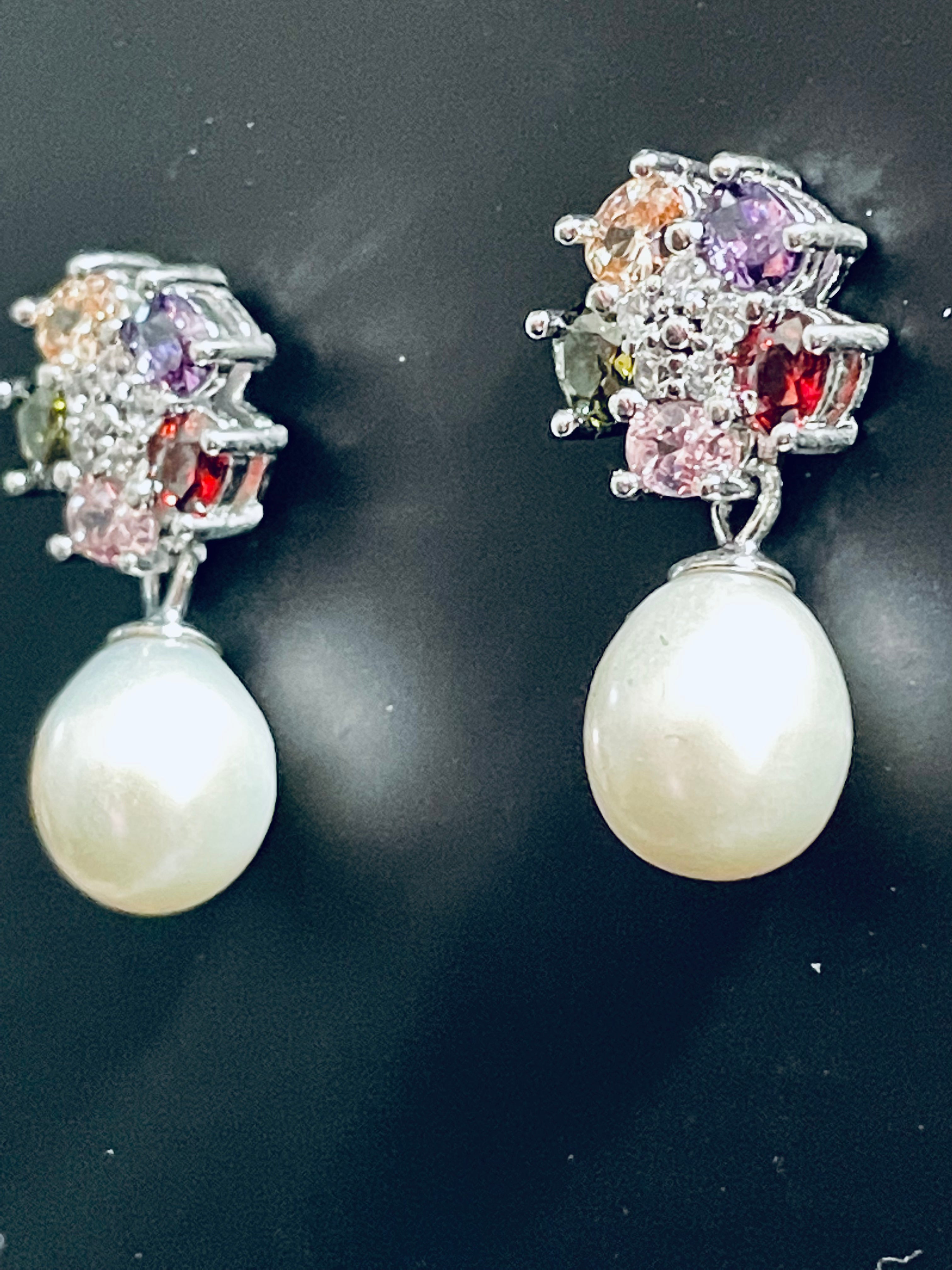 Fruit Basket Floral pearl drop earrings