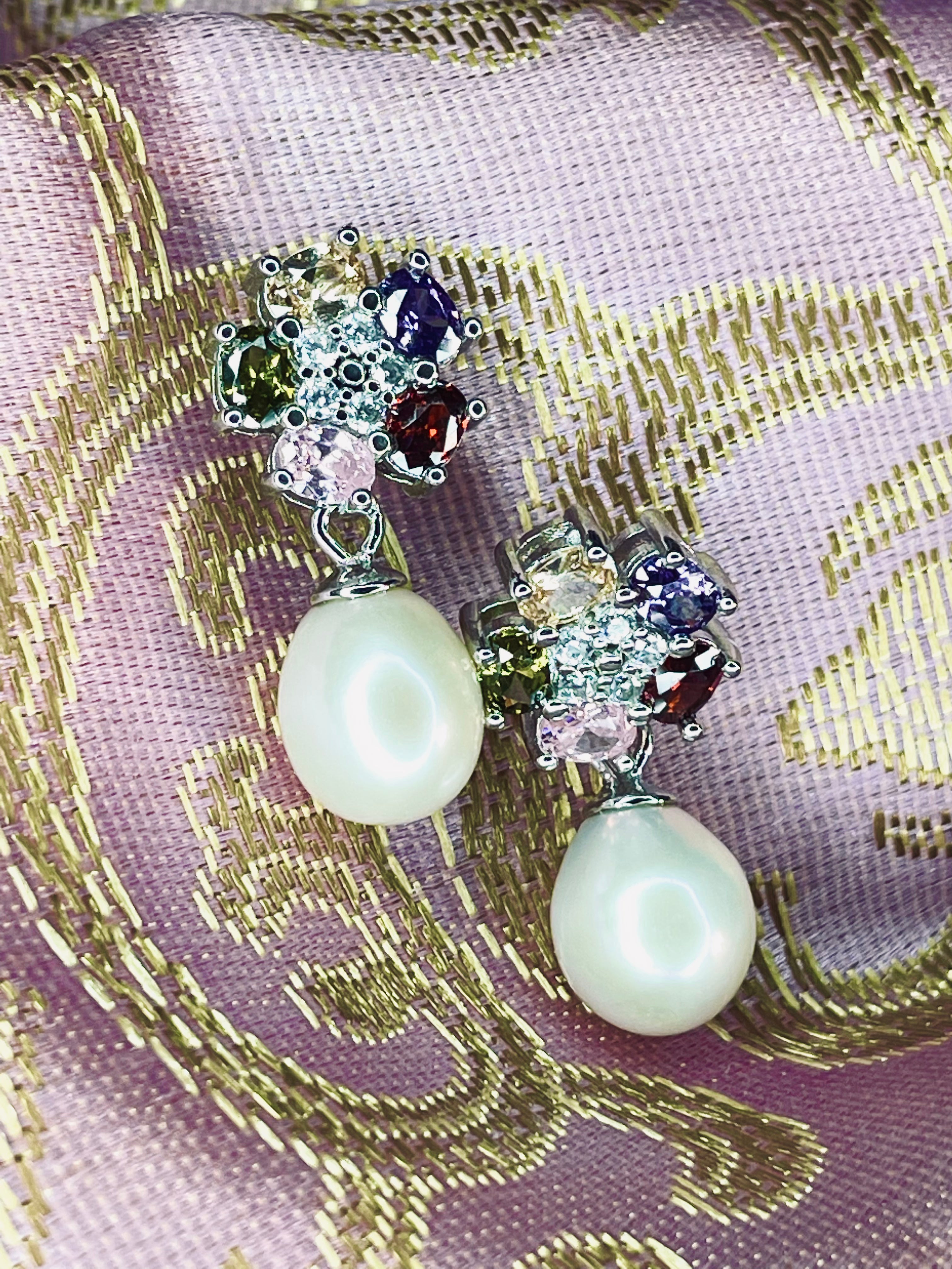 Fruit Basket Floral pearl drop earrings