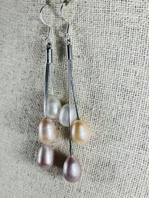 Triple pastel pearl earrings
